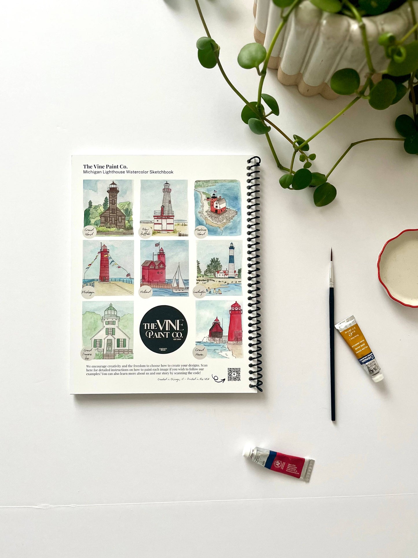 Michigan Lighthouse Watercolor Sketchbook 