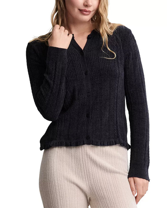 CozyChic Ultra Lite Cable Knit Cardigan with Ruffle