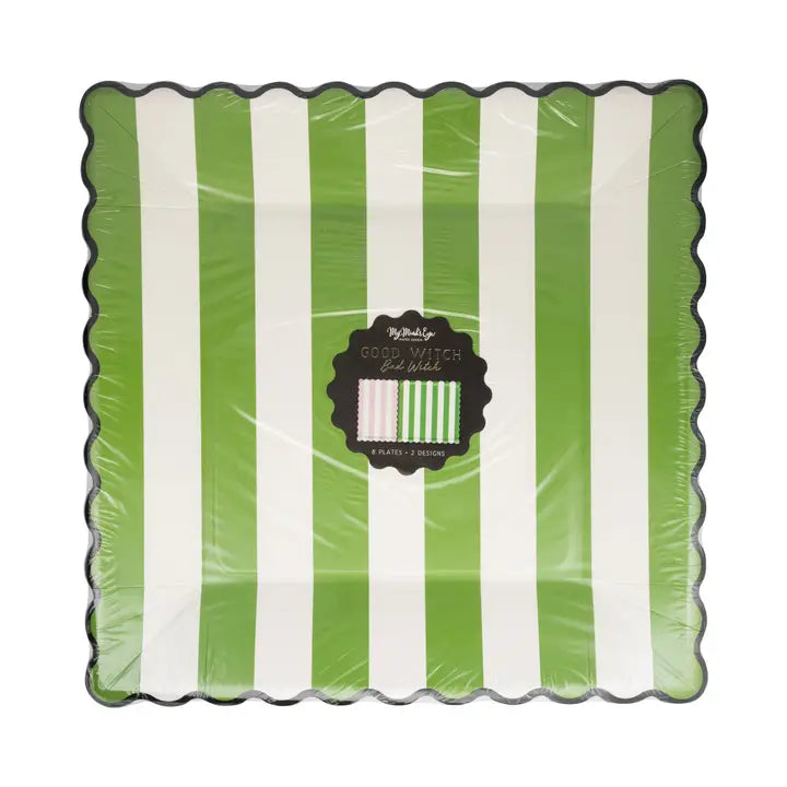 Green Stripe Pink Stripe Plates