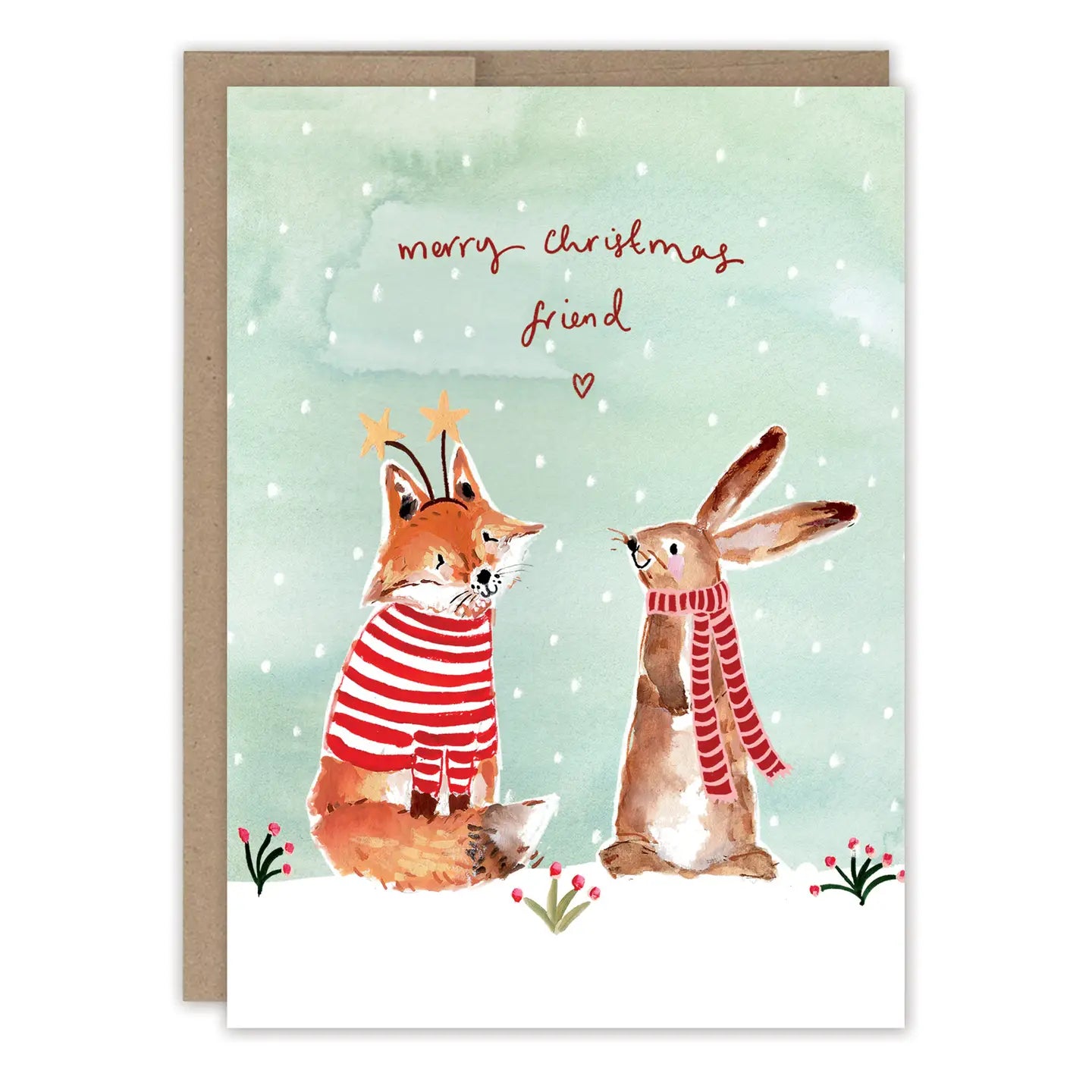 Fox & Bunny Merry Christmas Card