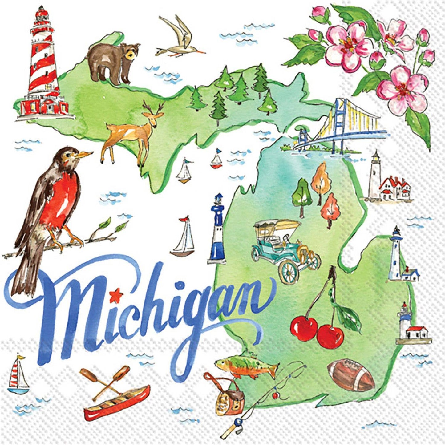 Michigan Paper Cocktail Napkins