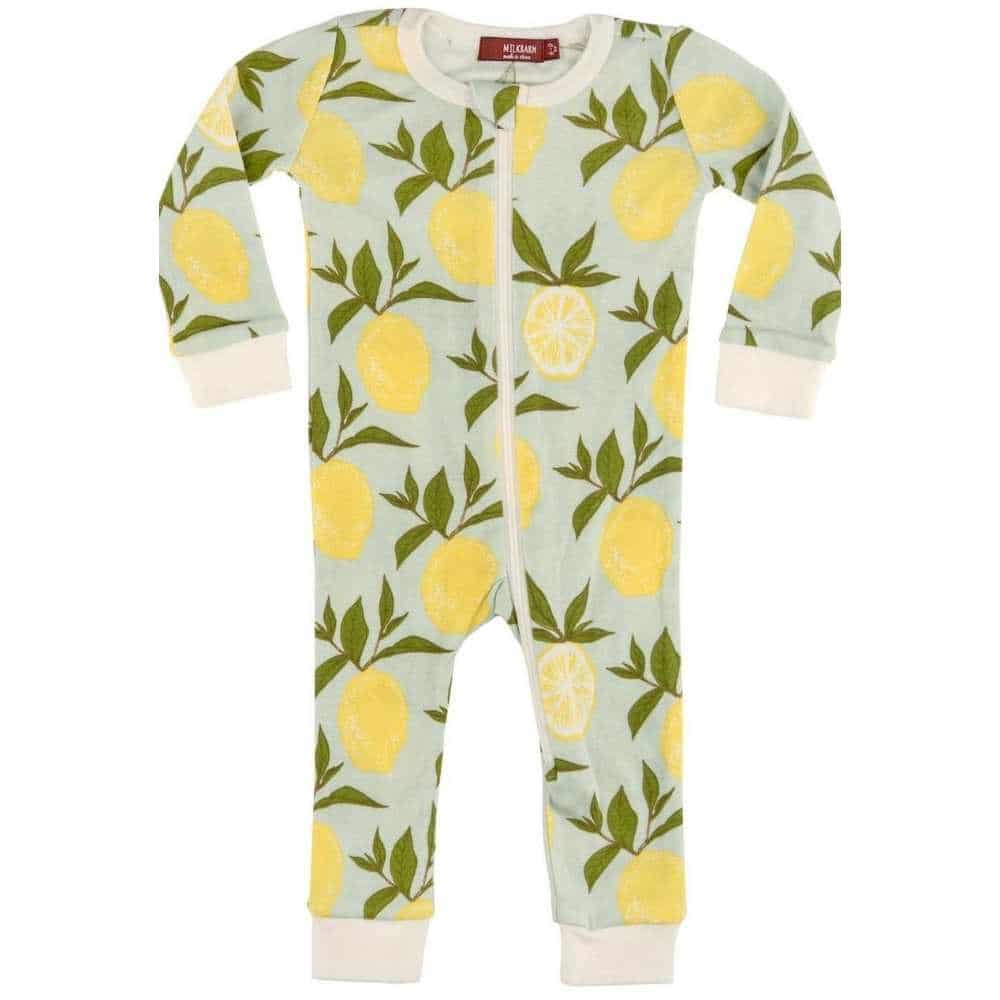 Lemon Organic Cotton Zipper Pajama