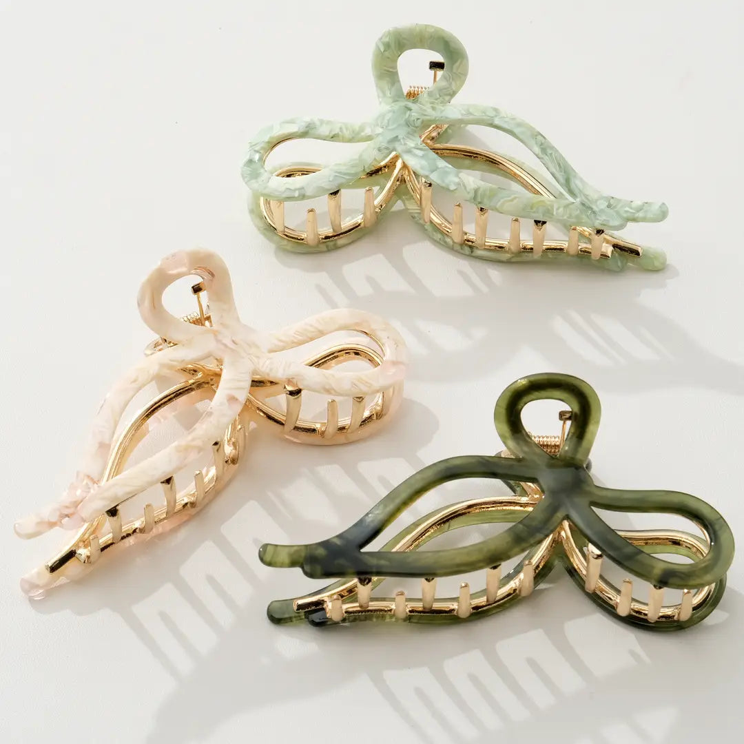 Spring Ribbon Bow Claw Clip