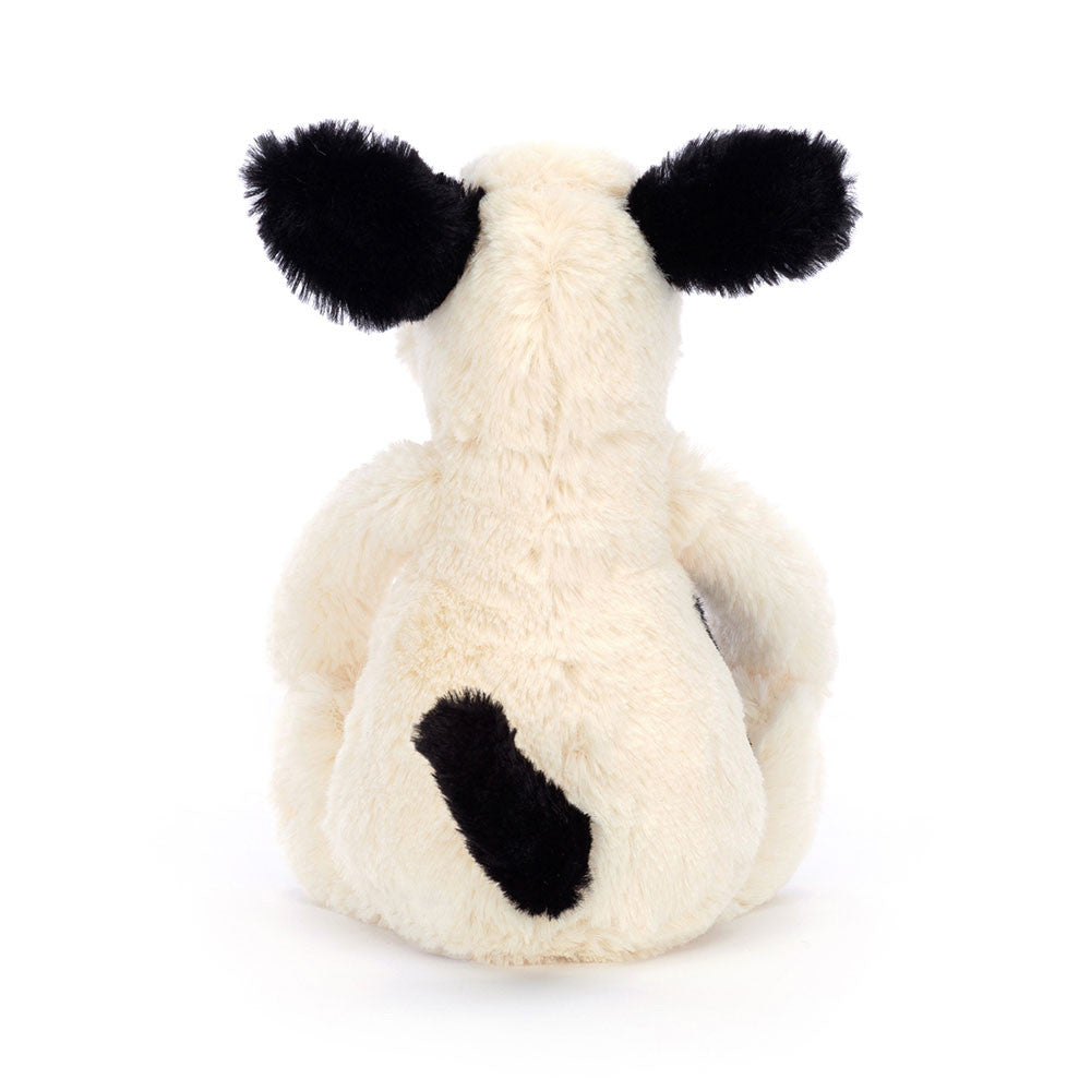 Bashful Little Black and Cream Puppy Plush