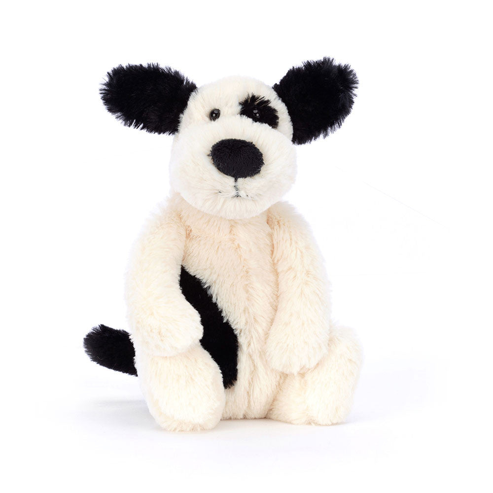 Bashful Little Black and Cream Puppy Plush