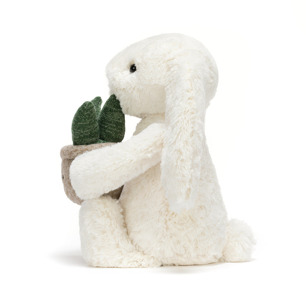Bashful Cream Bunny with Plant Plush
