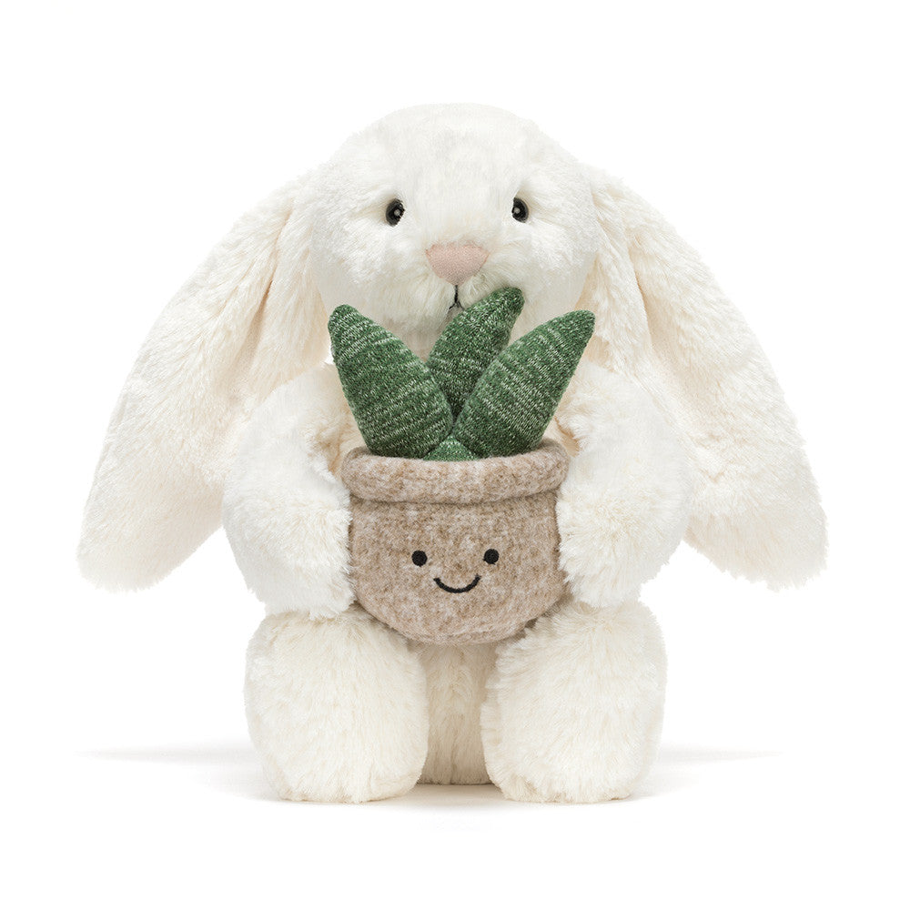 Bashful Cream Bunny with Plant Plush