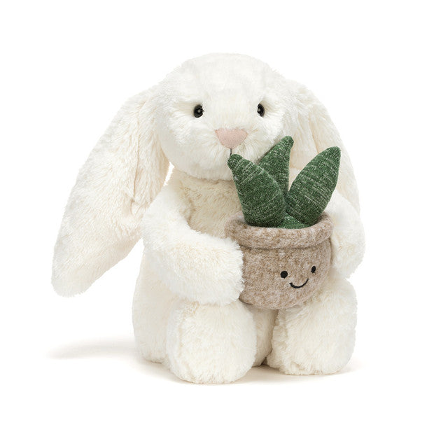 Bashful Cream Bunny with Plant Plush