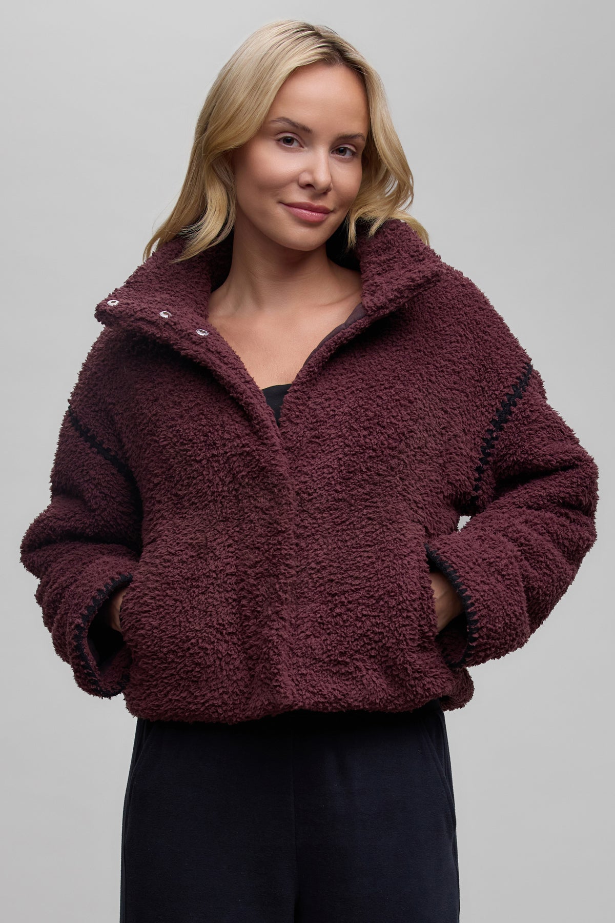 Brushed CozyChic Blanket Stitch Puffer Jacker