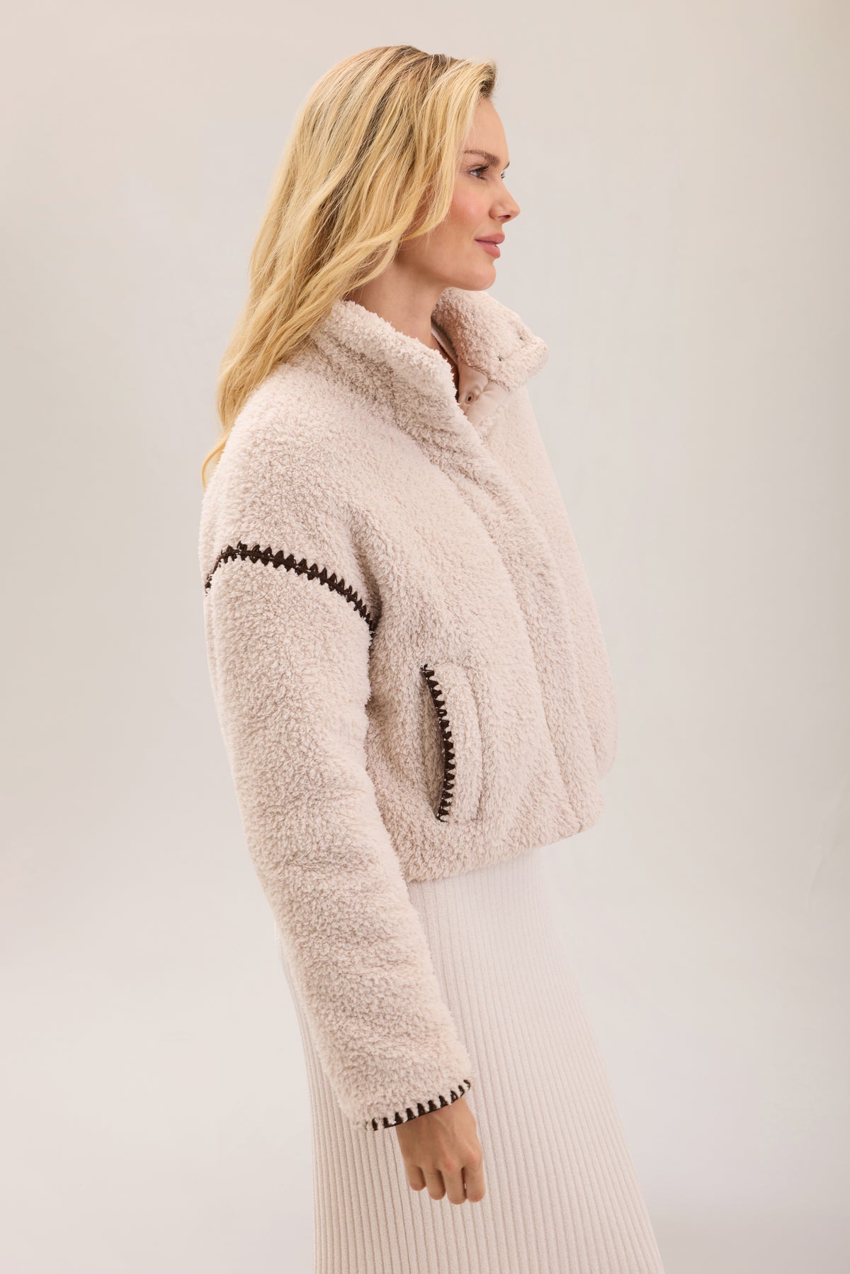 Brushed CozyChic Blanket Stitch Puffer Jacker