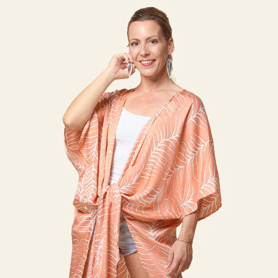 Batik Kimono - Peach Fern