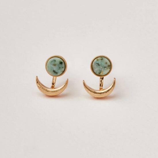 Stone Moon Phase Ear Jacket Earrings