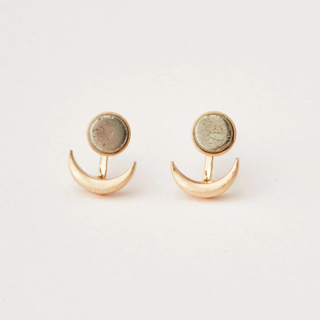 Stone Moon Phase Ear Jacket Earrings