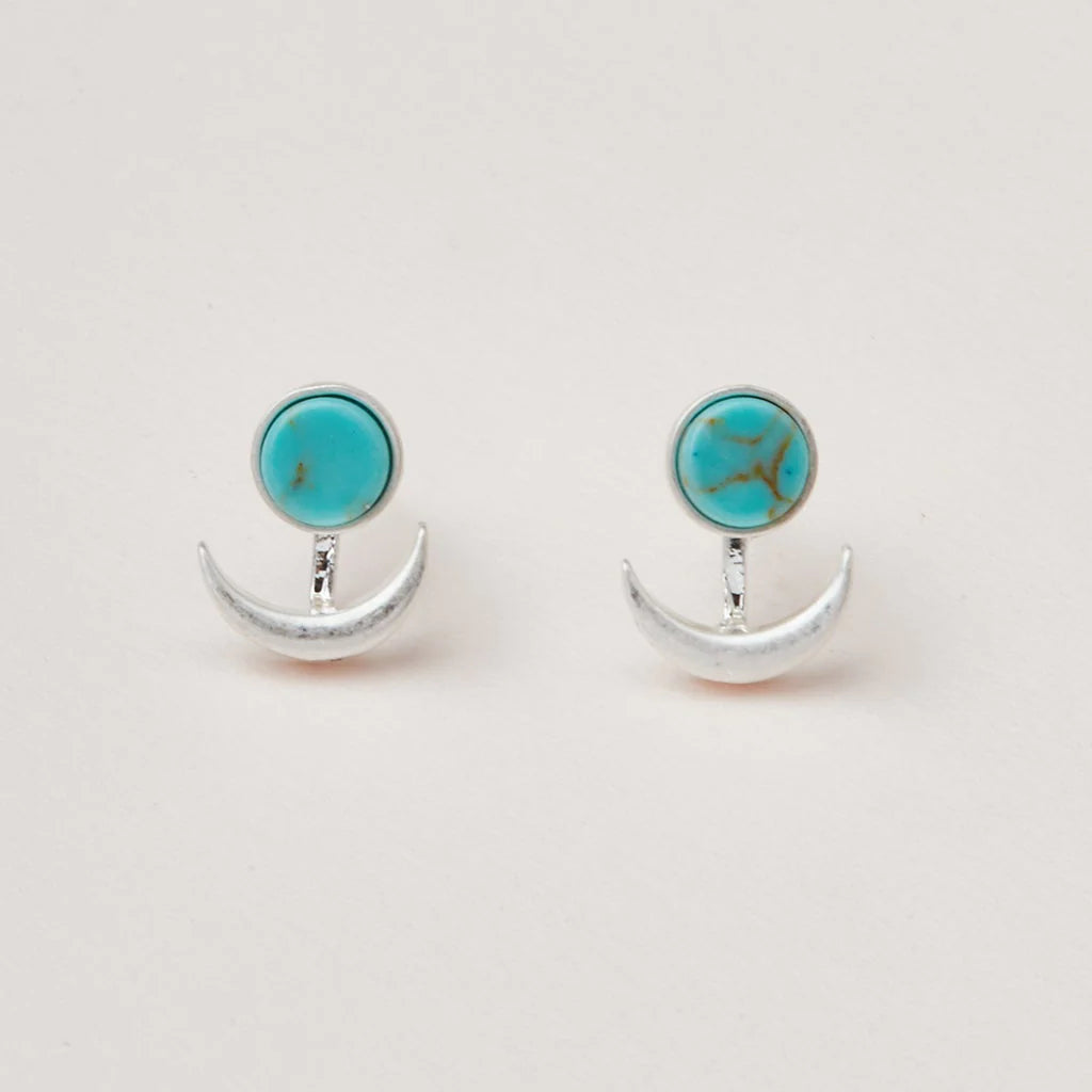 Stone Moon Phase Ear Jacket Earrings