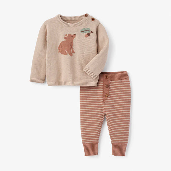 Bear Knit Baby Sweater and Pant Set