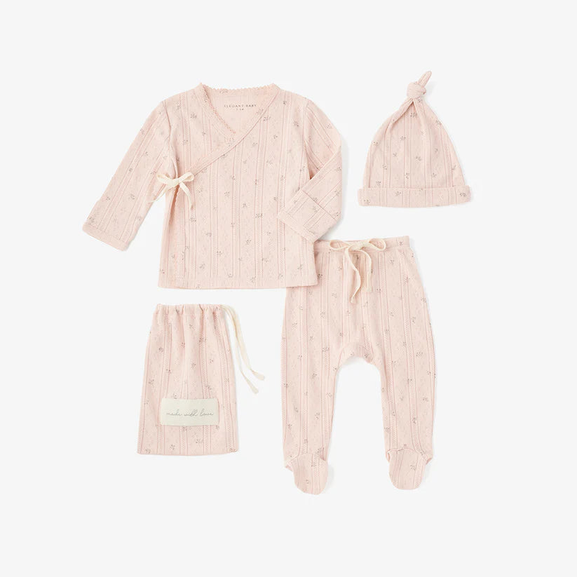 Load image into Gallery viewer, Organic Pointelle Cotton Layette Set
