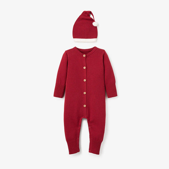 Load image into Gallery viewer, Santa Baby Jumpsuit and Hat Set
