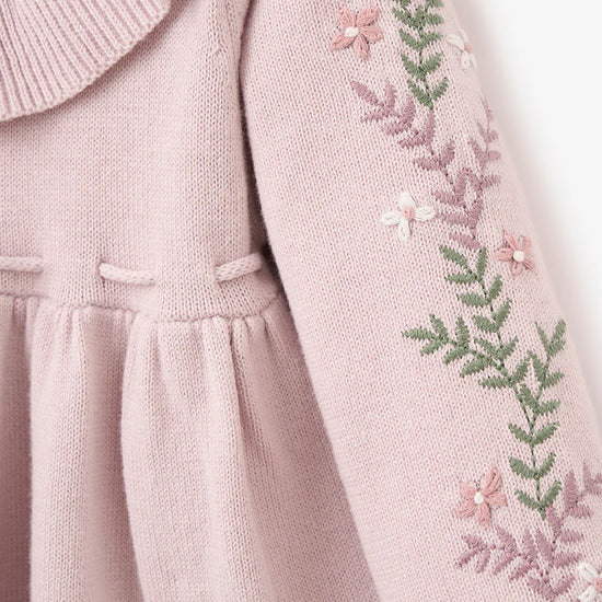 Violet Embroidered Sleeve Knit Dress and Bloomer Set