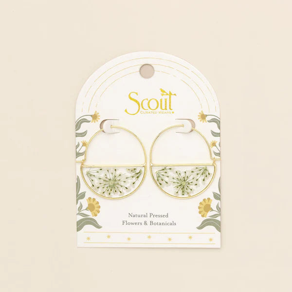Pressed Flower Hoop Earring