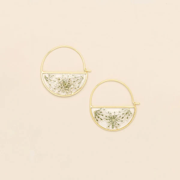 Pressed Flower Hoop Earring