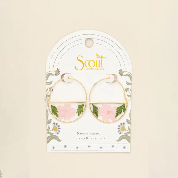 Pressed Flower Hoop Earring