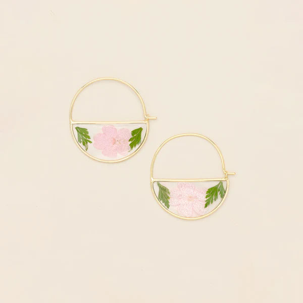 Pressed Flower Hoop Earring