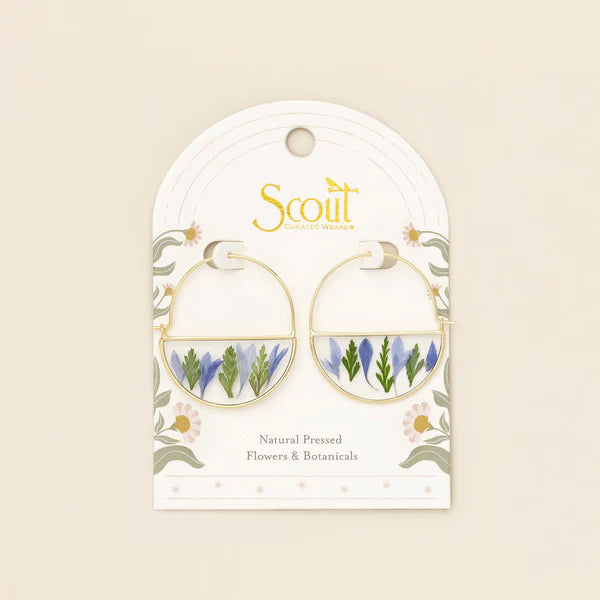 Pressed Flower Hoop Earring