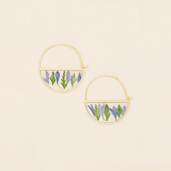 Pressed Flower Hoop Earring