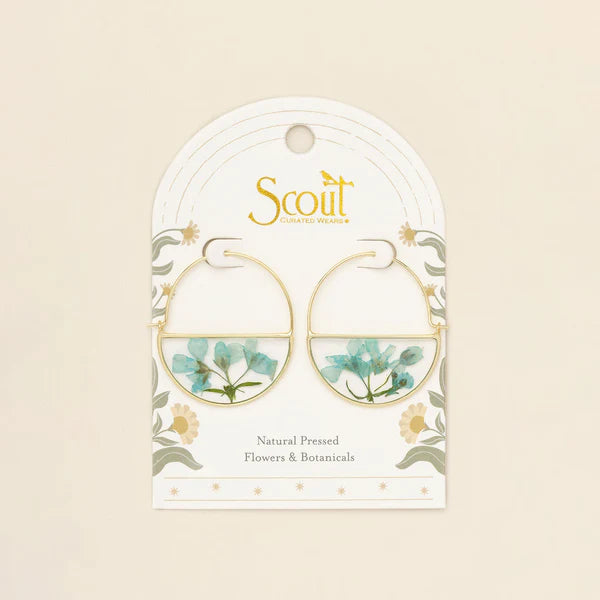 Pressed Flower Hoop Earring
