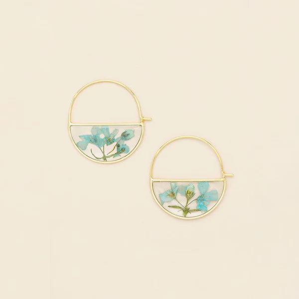 Pressed Flower Hoop Earring