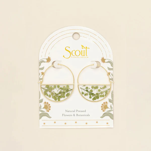 Pressed Flower Hoop Earring