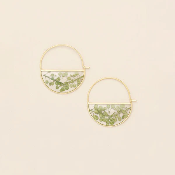 Pressed Flower Hoop Earring