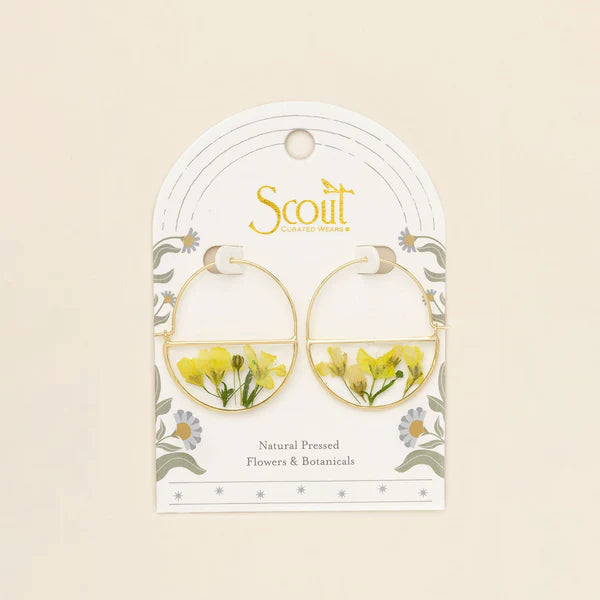 Pressed Flower Hoop Earring