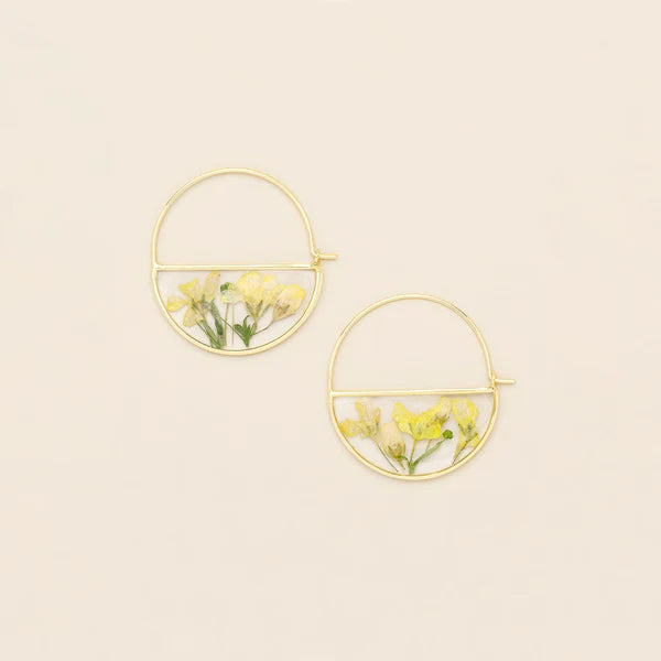 Pressed Flower Hoop Earring