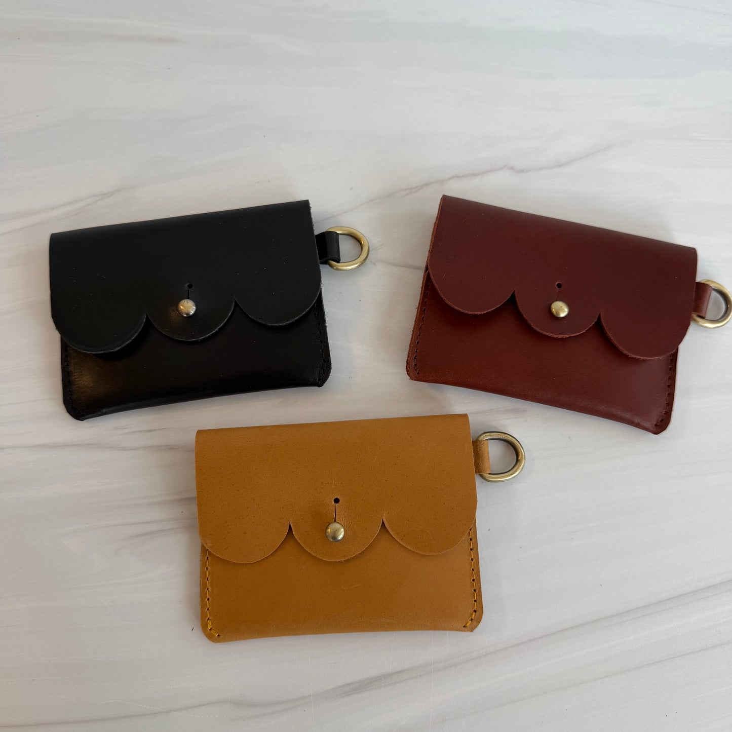 Fall Scallop Leather Card Carrier