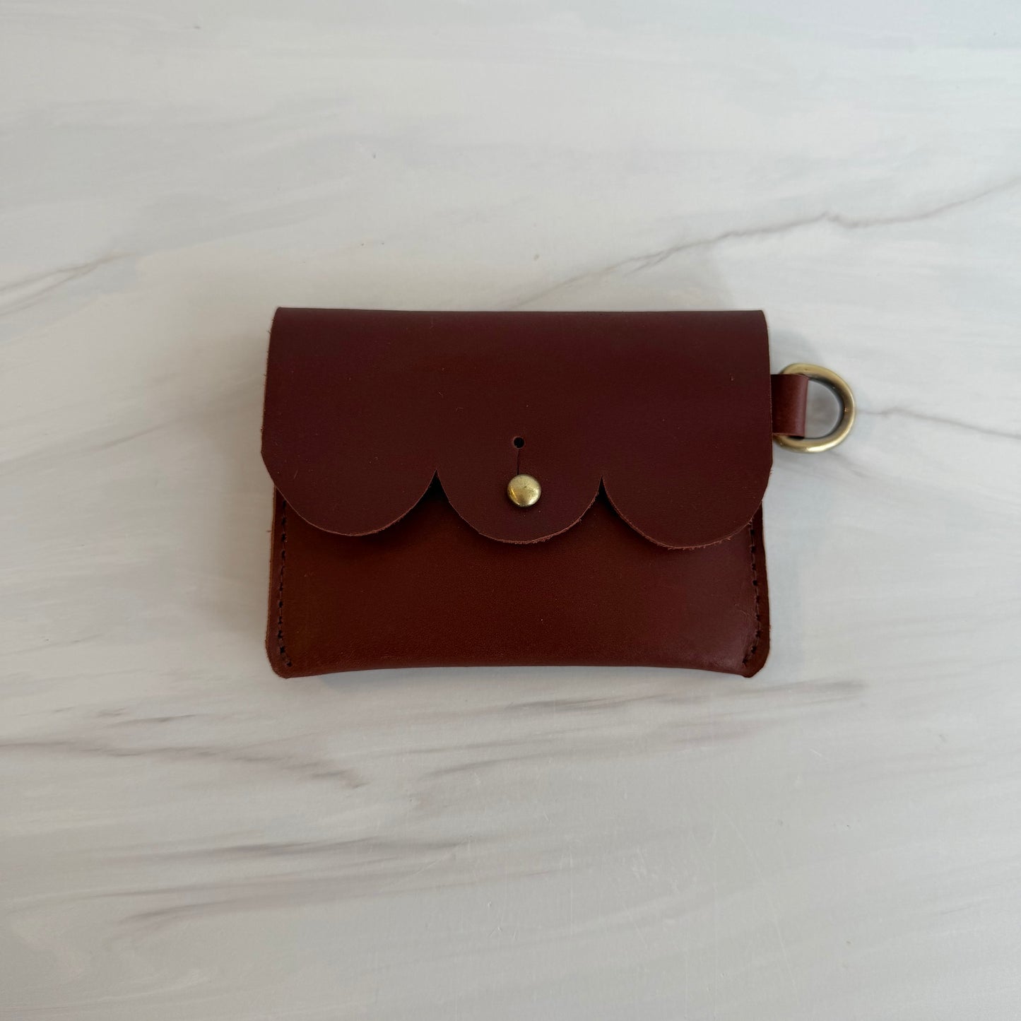 Fall Scallop Leather Card Carrier