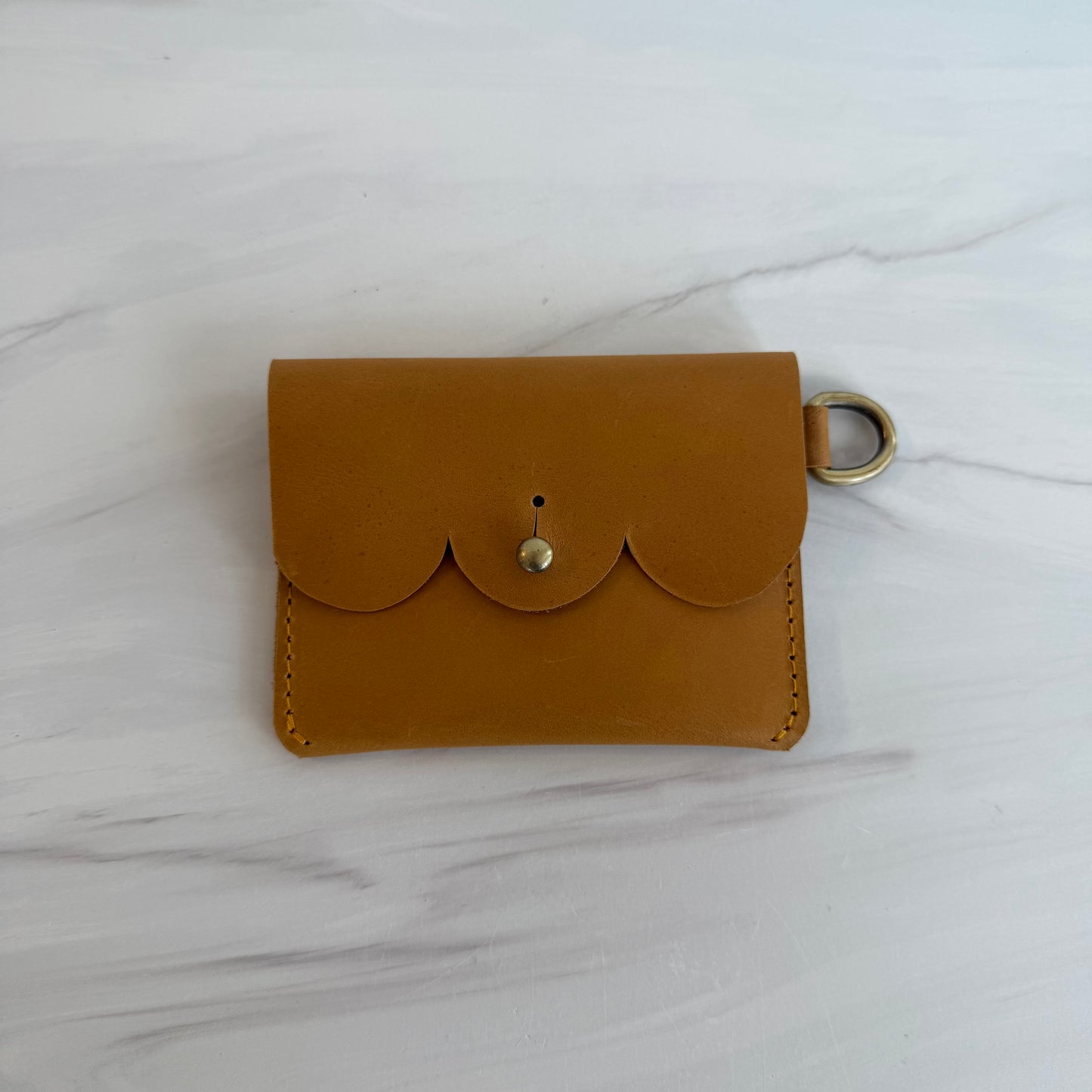 Fall Scallop Leather Card Carrier