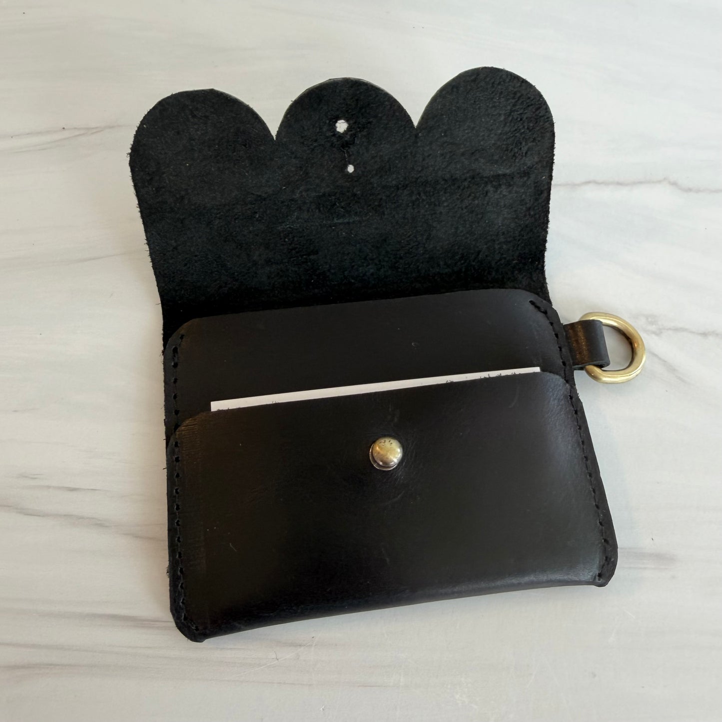 Fall Scallop Leather Card Carrier