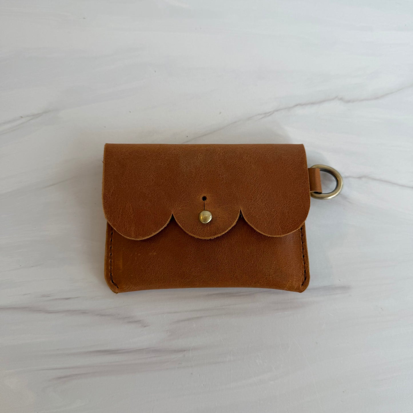 Fall Scallop Leather Card Carrier