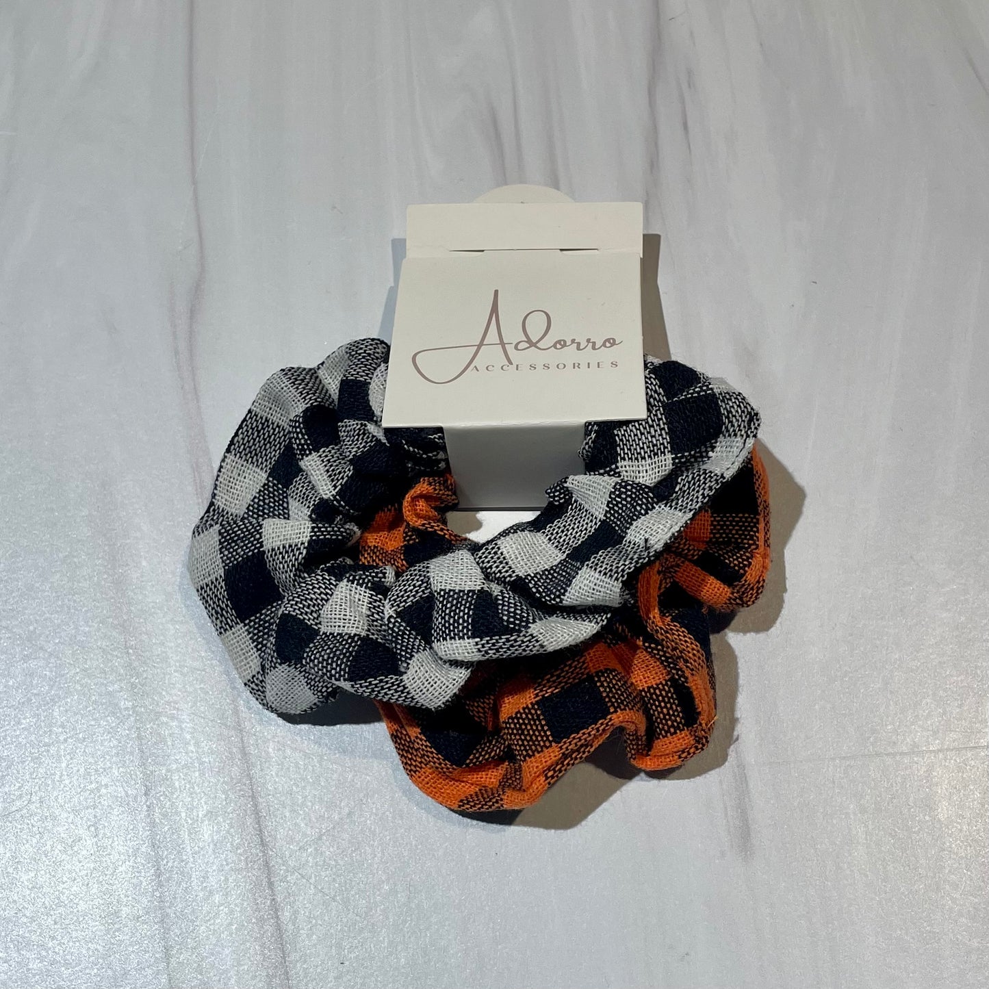 Fall Gingham Orange/Black Scrunchies