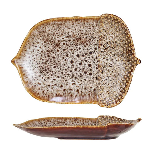 Stoneware Acorn Shaped Plate