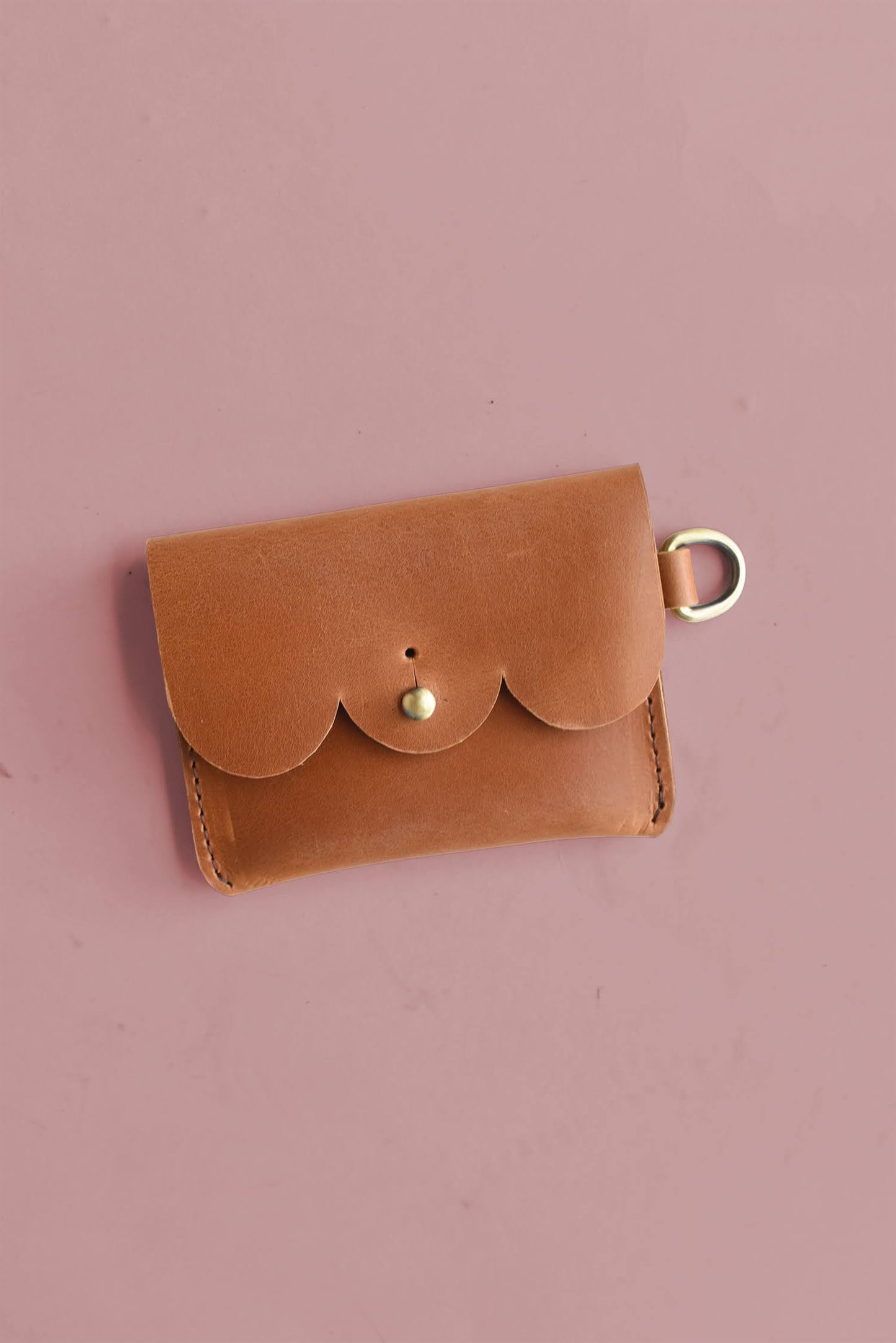 Fall Scallop Leather Card Carrier
