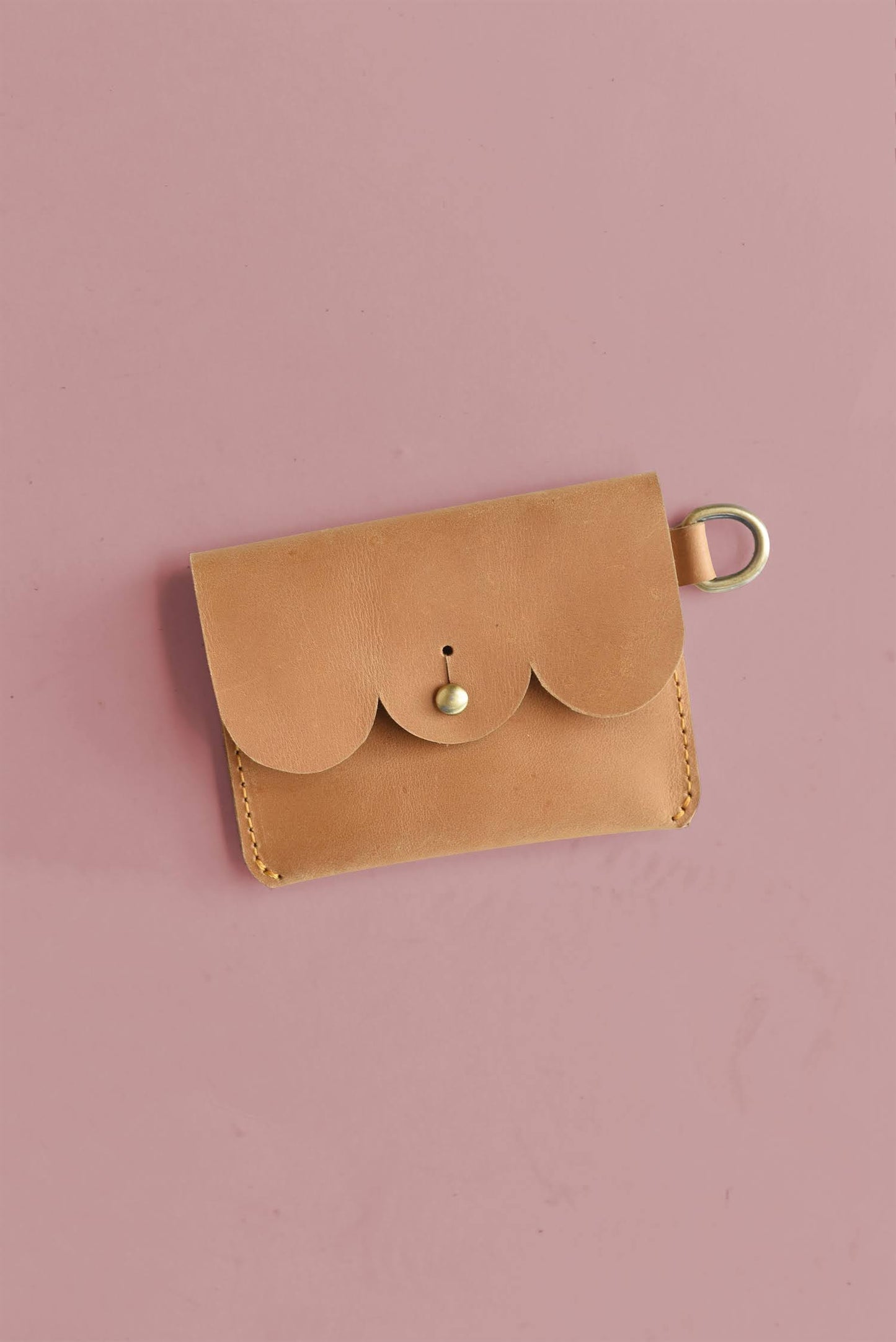 Fall Scallop Leather Card Carrier
