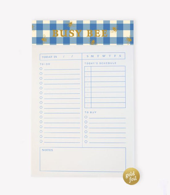 Gingham Busy Bee List Pad