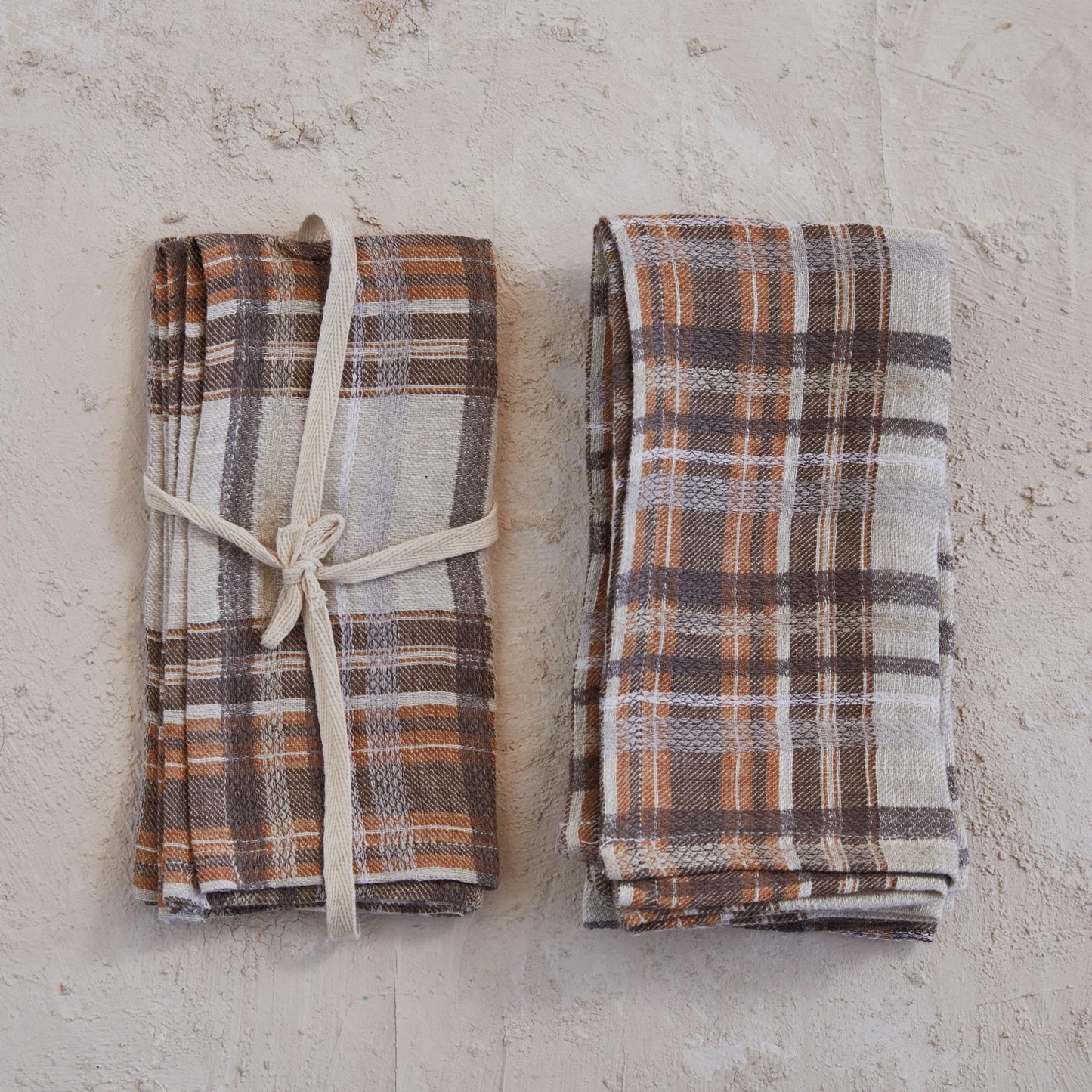 Woven Linen Napkins, Multi Color Plaid, Set of 4