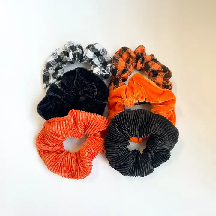 Fall Gingham Orange/Black Scrunchies