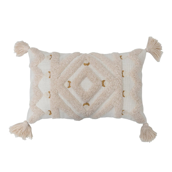 Load image into Gallery viewer, Tufted Lumbar Pillow with Tassels
