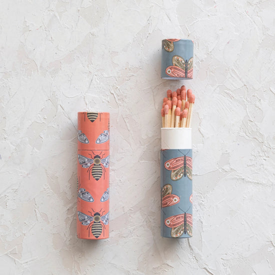 Safety Matches Tube with Bee/Moth Print