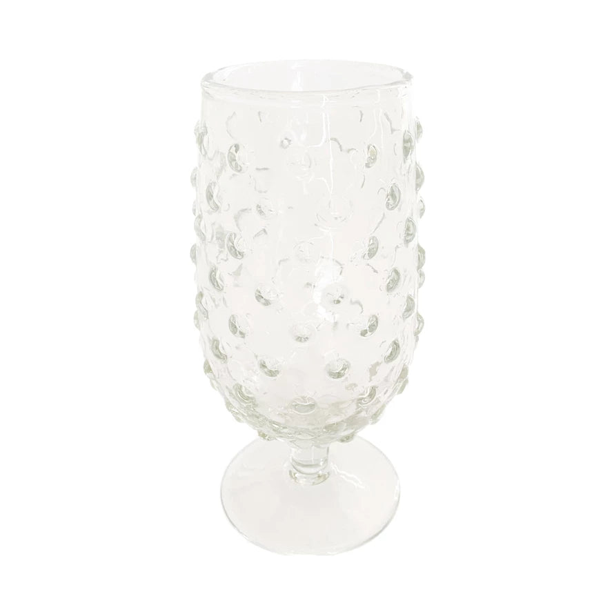 Glass Hobnail Stemmed Drinking Glass