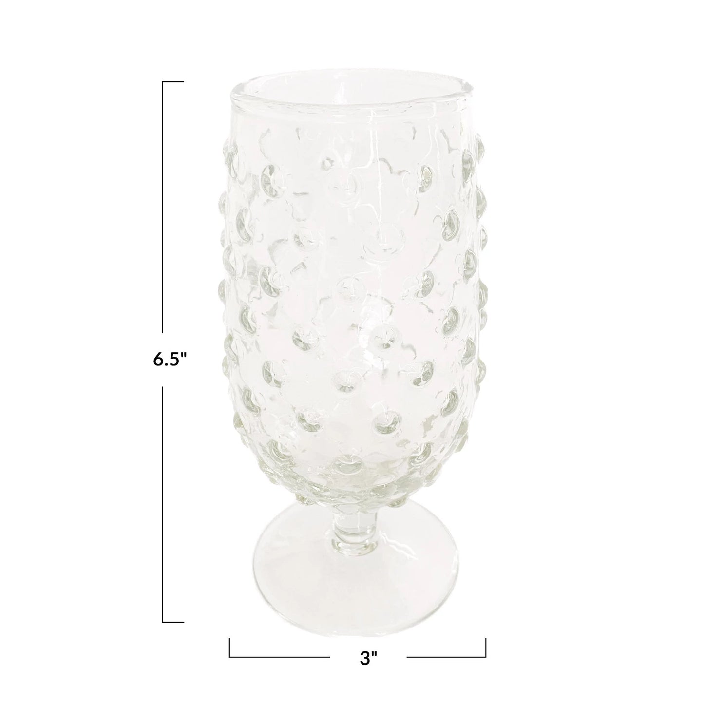 Glass Hobnail Stemmed Drinking Glass